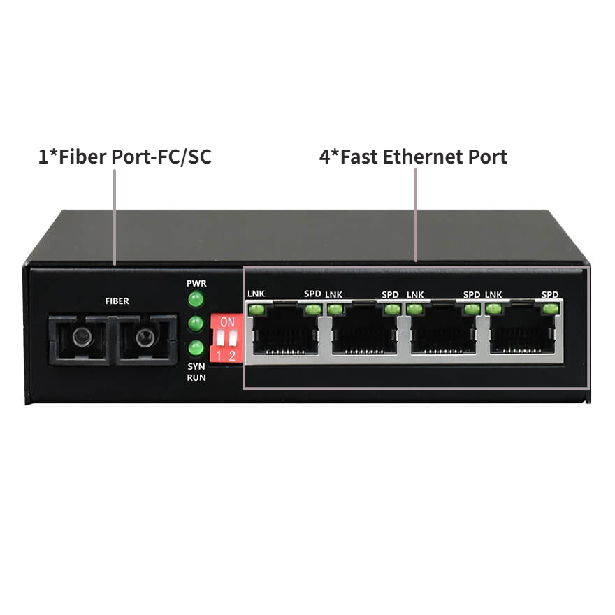 4 Port Fast Ethernet POE Media Converter Over Fiber