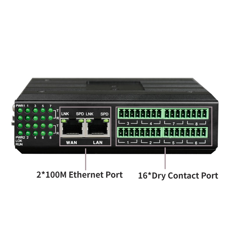 16 Port Dry Contact to Ethernet Converter (with WEB and SNMP Management)