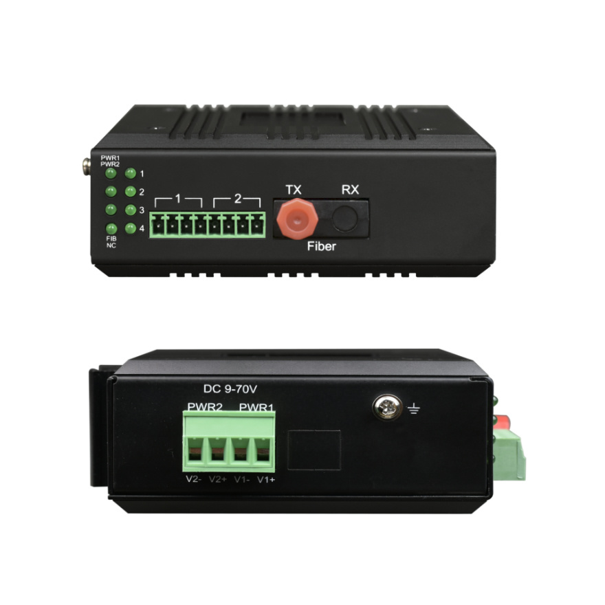 Din Rail 1-4 Channel Dry Contact Optic Fiber Modem