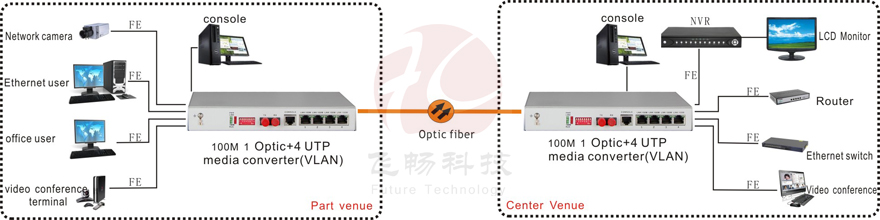 Fe Configurable Vlan Fiber Media Converter