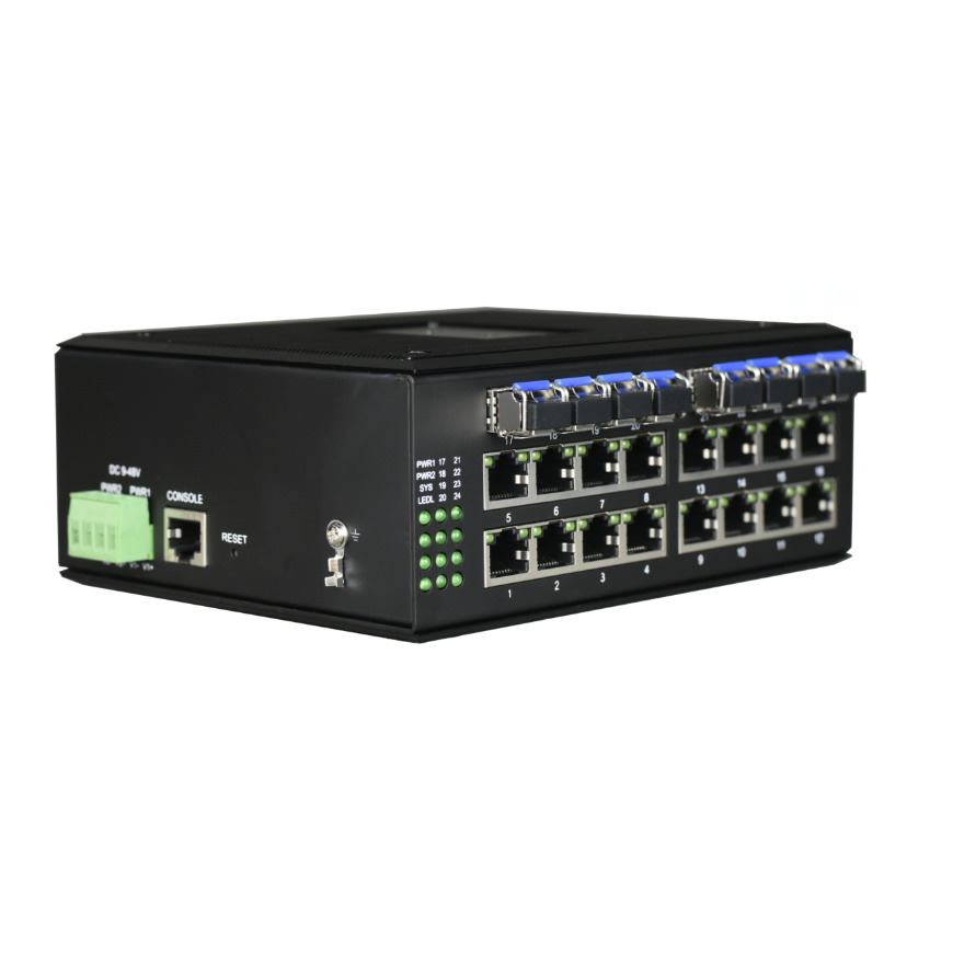 Industrial Rail-type Lite Managed 16* Gigabit Electrical + 8*Gigabit SFP Optical Network Switch