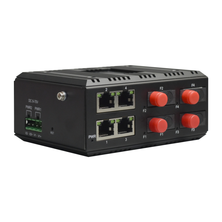 Din Rail 4-Port FE + 4 FE Optical Network Switch